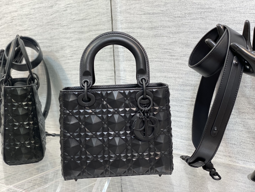 Small Lady Dior My ABCDior Bag Black Cannage Calfskin with Diamond Motif